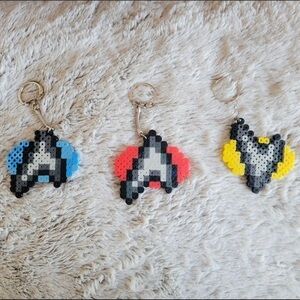 Star Trek Logo keychain handmade perler beads BUNDLE OF THREE